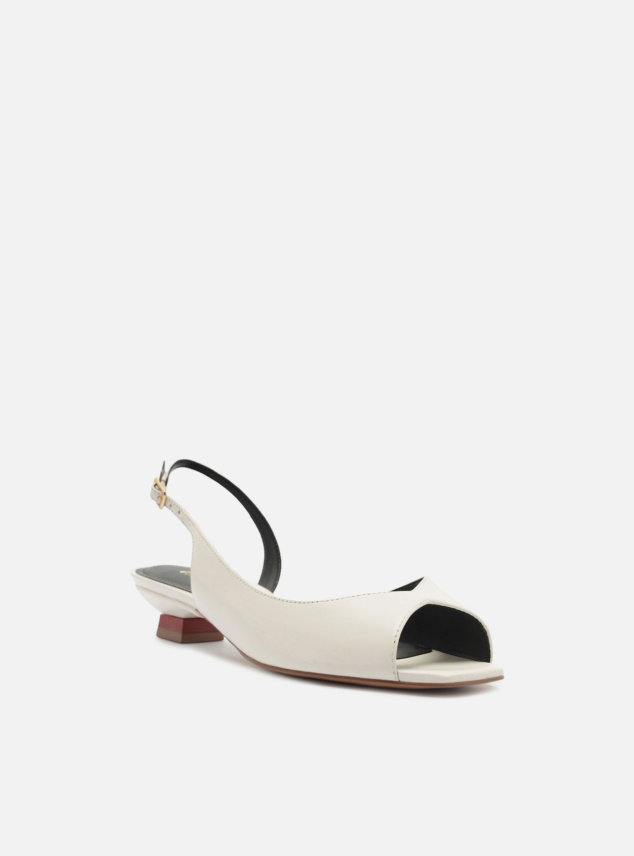 Scarpin Branca Couro Salto Bloco Slingback — foto 2