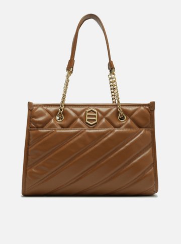 Bolsa Shopping Marrom Couro Grande Matelassê