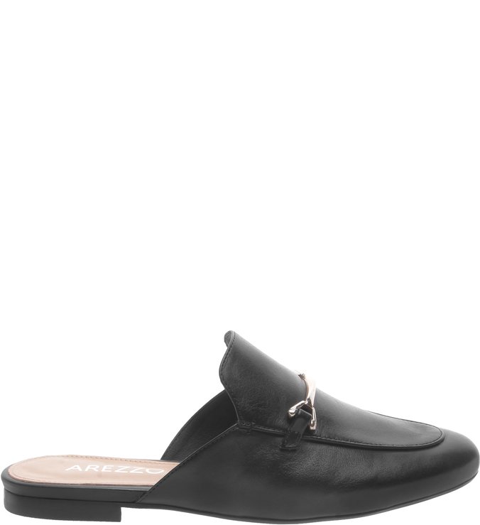 Mule Mocassim Couro Preta