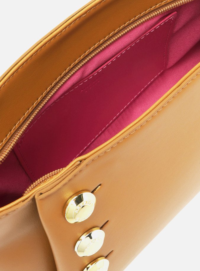 Bolsa Tiracolo Marrom Pequena Detalhe Metais