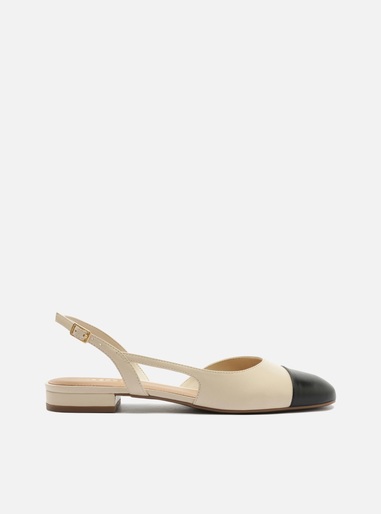 Sapatilha Branca Couro Slingback Cap Toe Preto — foto 1