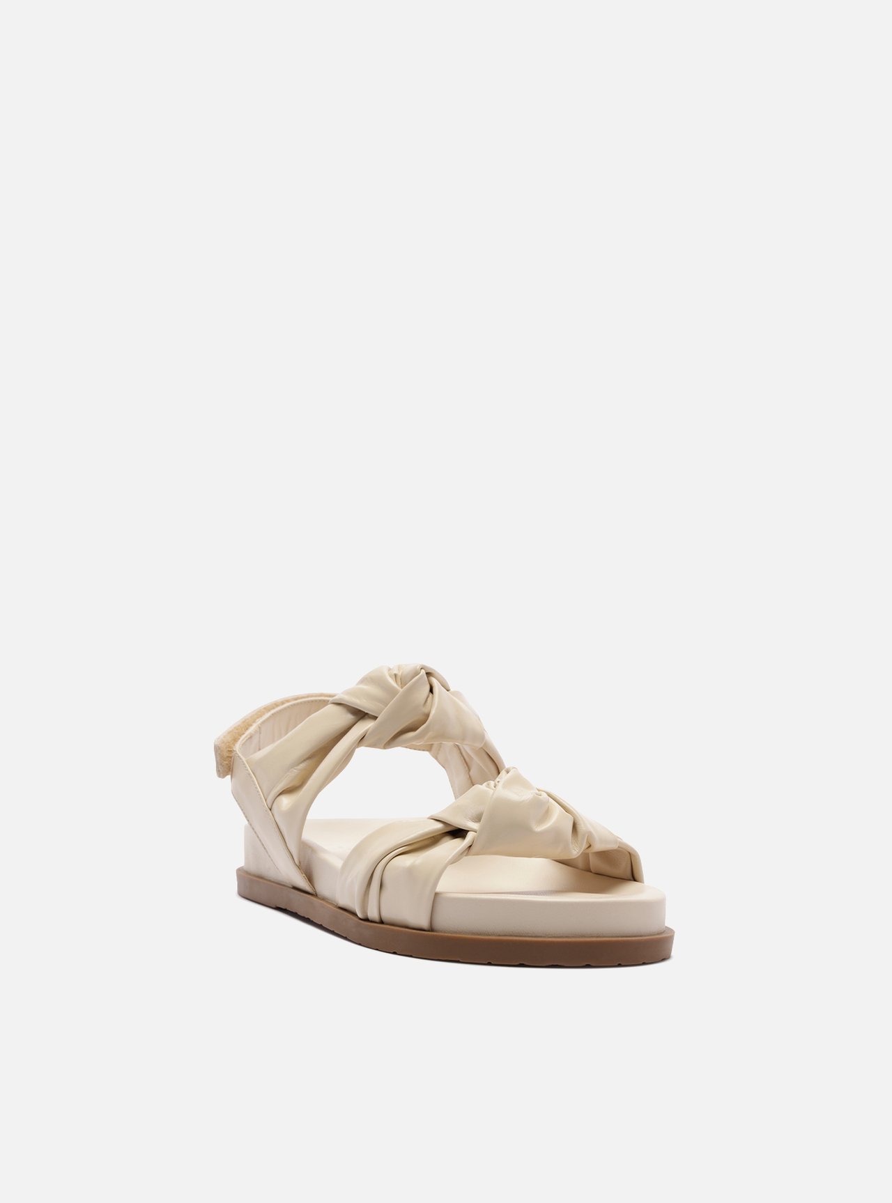 Sandália Papete Off White Couro Nós Velcro — foto 2