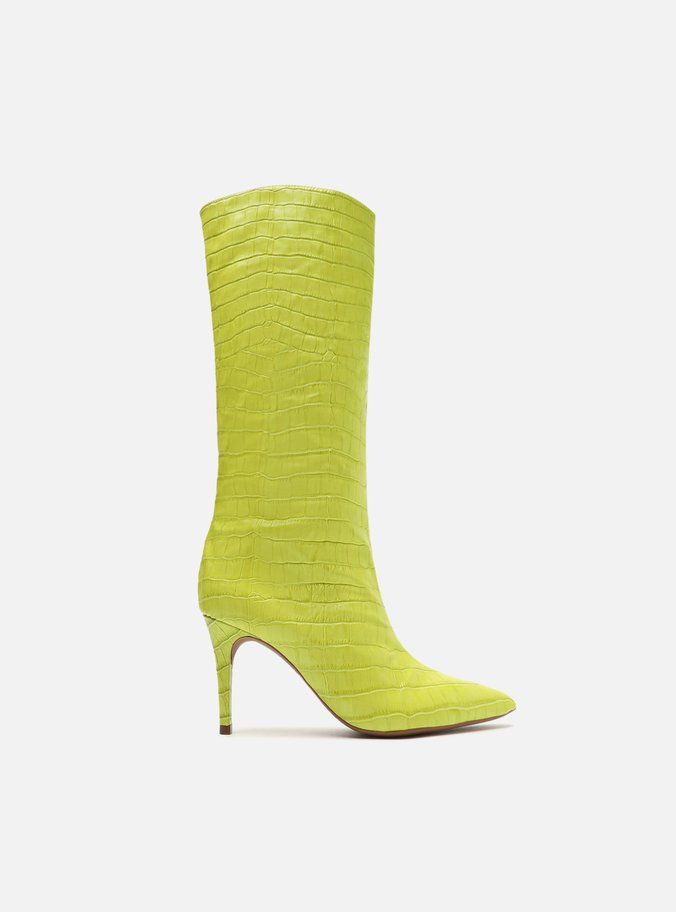 Bota Verde Lima Croco Cano Alto Miranda