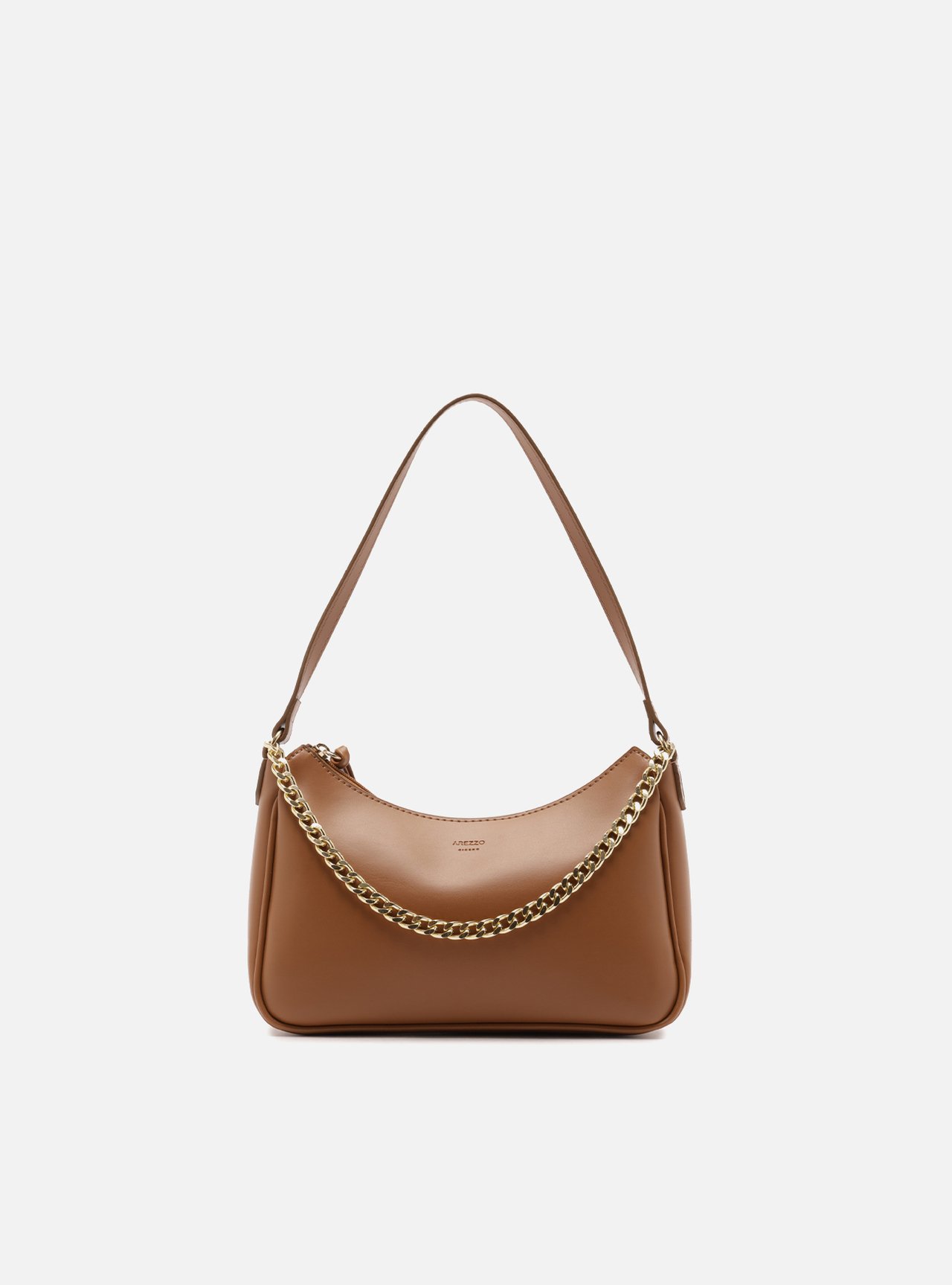 Bolsa Shoulder Marrom Pequena Corrente Dourada — foto 1