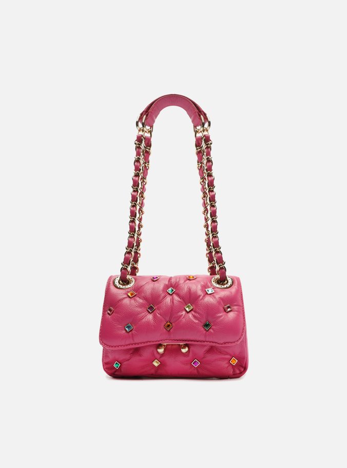 Bolsa Tiracolo Rosa Couro Mizz Stones Pequena