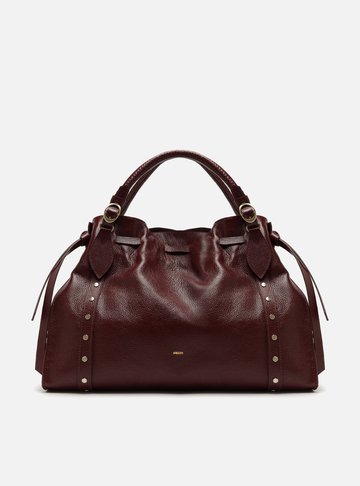 Bolsa Tote Vermelha Couro Grande Rebites