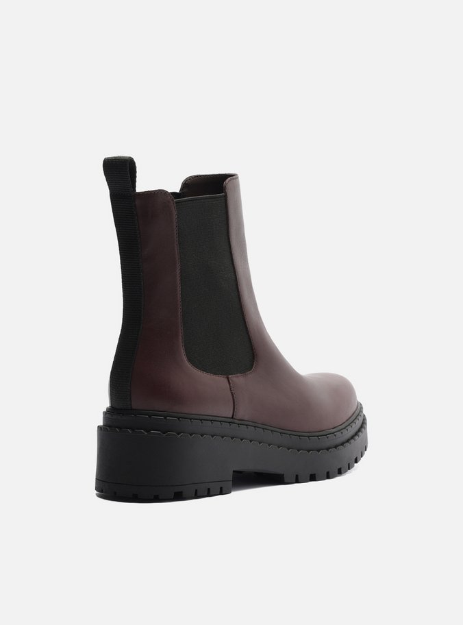 Bota Marrom Couro Cano Curto Tratorada Elástico
