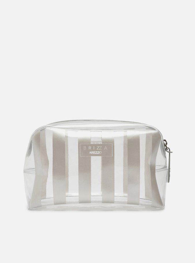 Necessaire Prata Listras Vinil Brizza