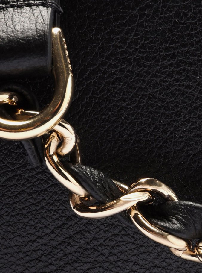 Bolsa Tiracolo Preta Correntes Couro Mizz Pequena