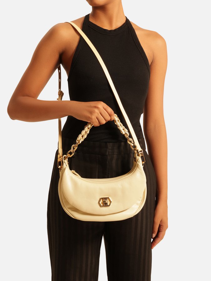 Bolsa Tiracolo Branca Couro Stella Média