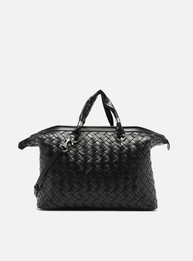 Bolsa Bowling Preta Couro Grande Tressê Maxi