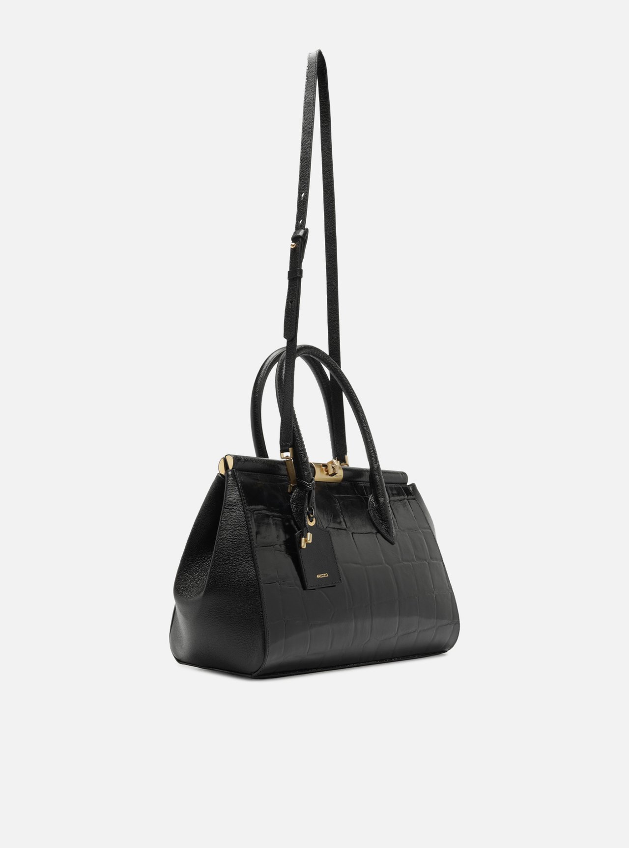 Bolsa Tote Preta Couro Maxi Croco Grande — foto 5