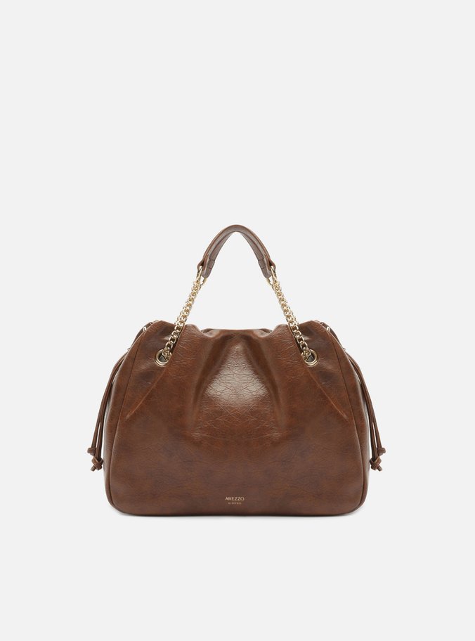 Bolsa Bucket Marrom Média Alça Corrente