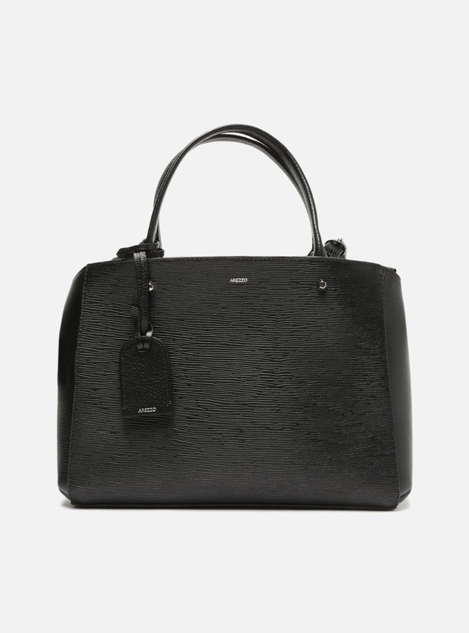 Bolsa Tote Preta Couro Wave Bella Grande