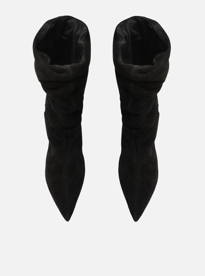 Bota Preta Acamurçada Cano Médio Slouchy