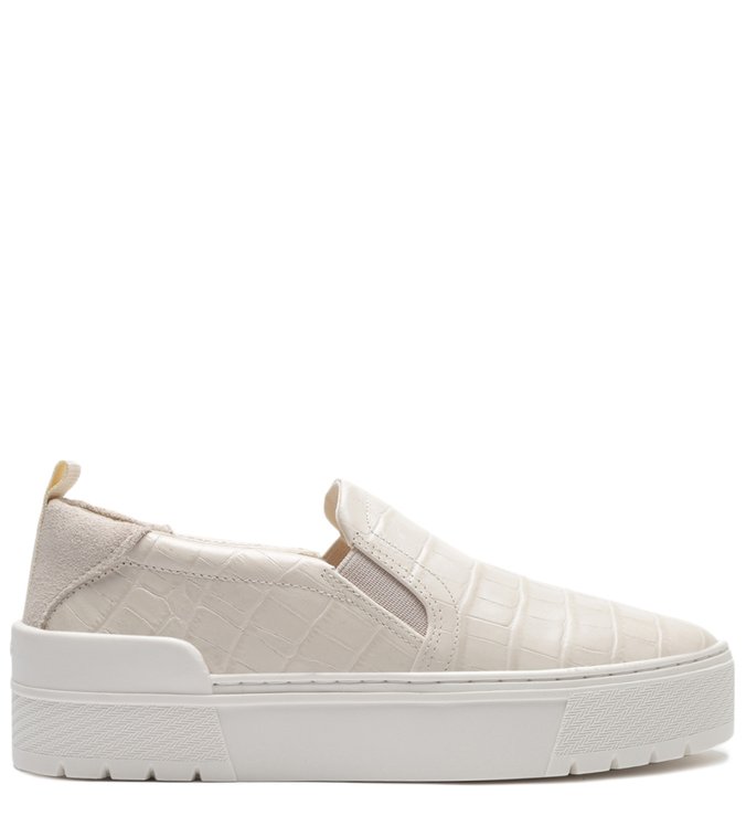 Tênis Slip On Casual Off-White Croco Sola Alta Elástico