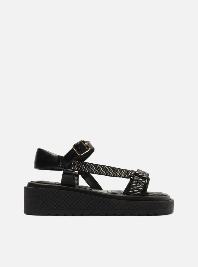 Sandália Papete Preta Flatform Gorgurão