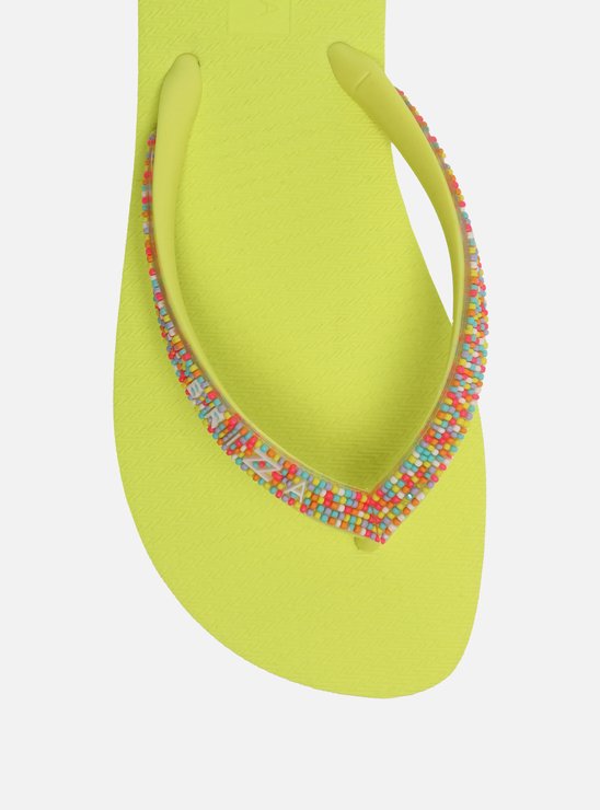 Chinelo de Dedo Amarelo Tiras Coloridas Brizza