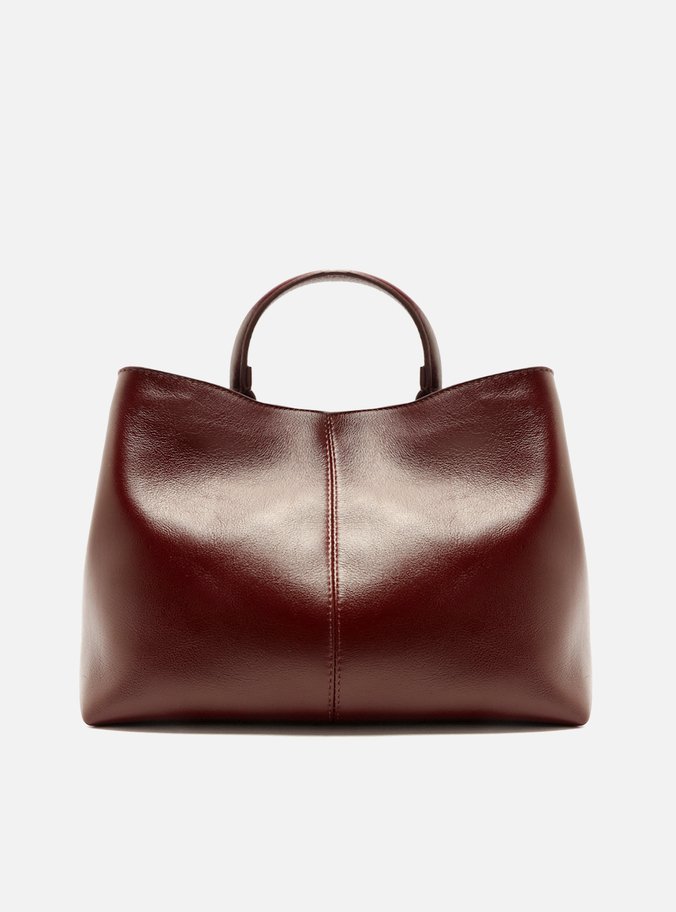 Bolsa Tote Vermelha Couro Média Nó Metal