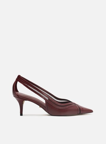 Scarpin Vermelho Couro Salto Baixo Vazado