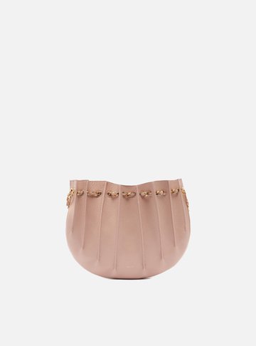 Bolsa Tiracolo Pequena Couro Rosa Corrente