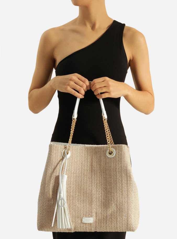 Bolsa Shopping Palha Grande Branca