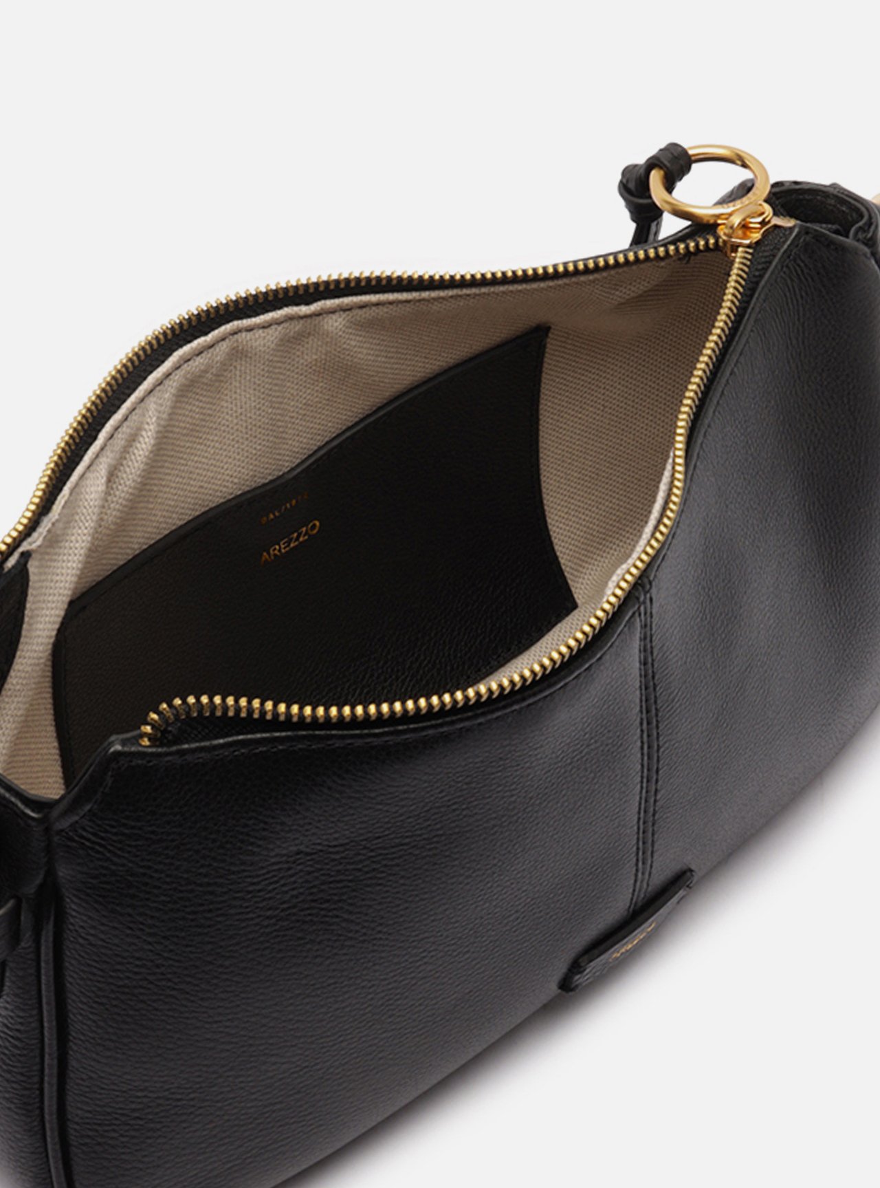 Bolsa Shoulder Preta Couro Média Costura Corrente — foto 4