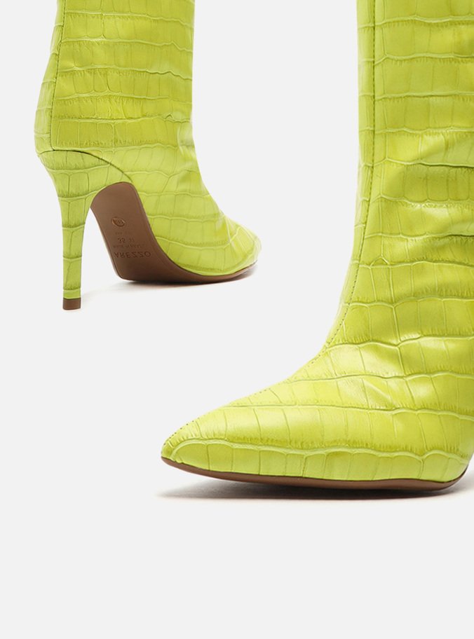 Bota Verde Lima Croco Cano Alto Miranda