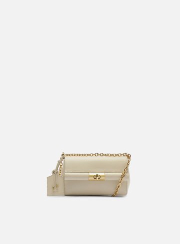 Bolsa Tiracolo Off White Couro Pequena Encaixe Metal