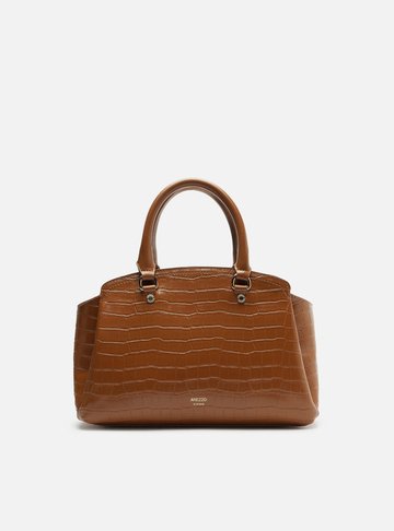 Bolsa Tote Marrom Croco Média Textura