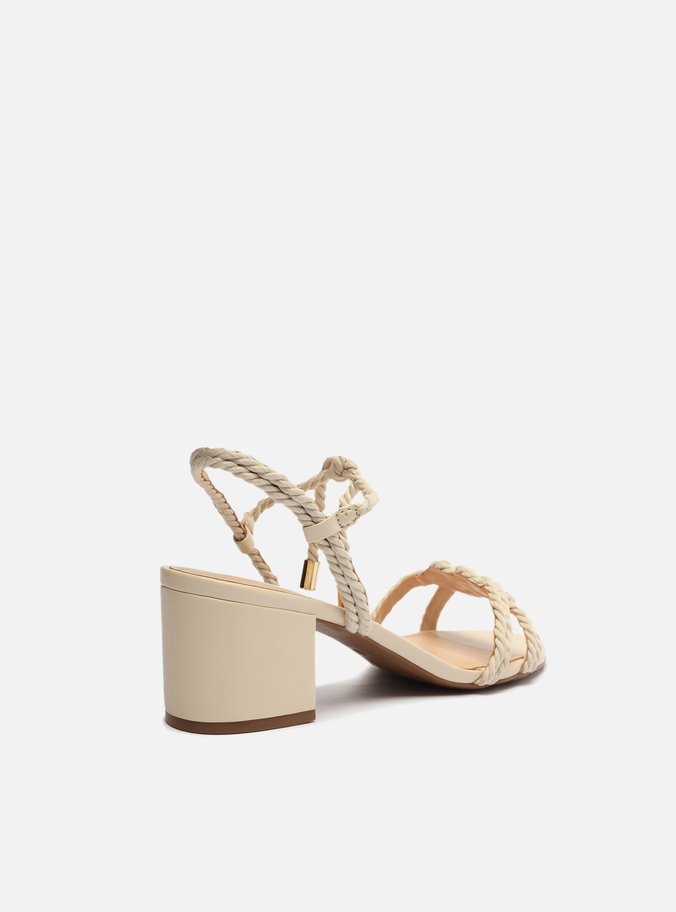 Sandália Off-White Salto Bloco Cordões