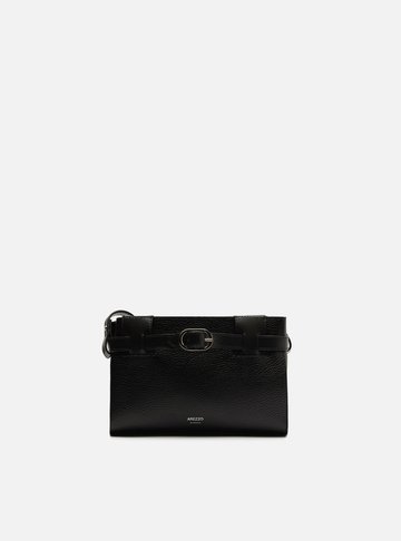 Bolsa Tiracolo Preta Pequena Tira Afivelada