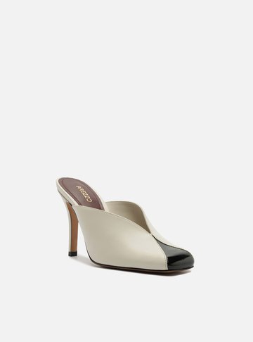 Arezzo — Mule Branca Salto Fino Cap Toe