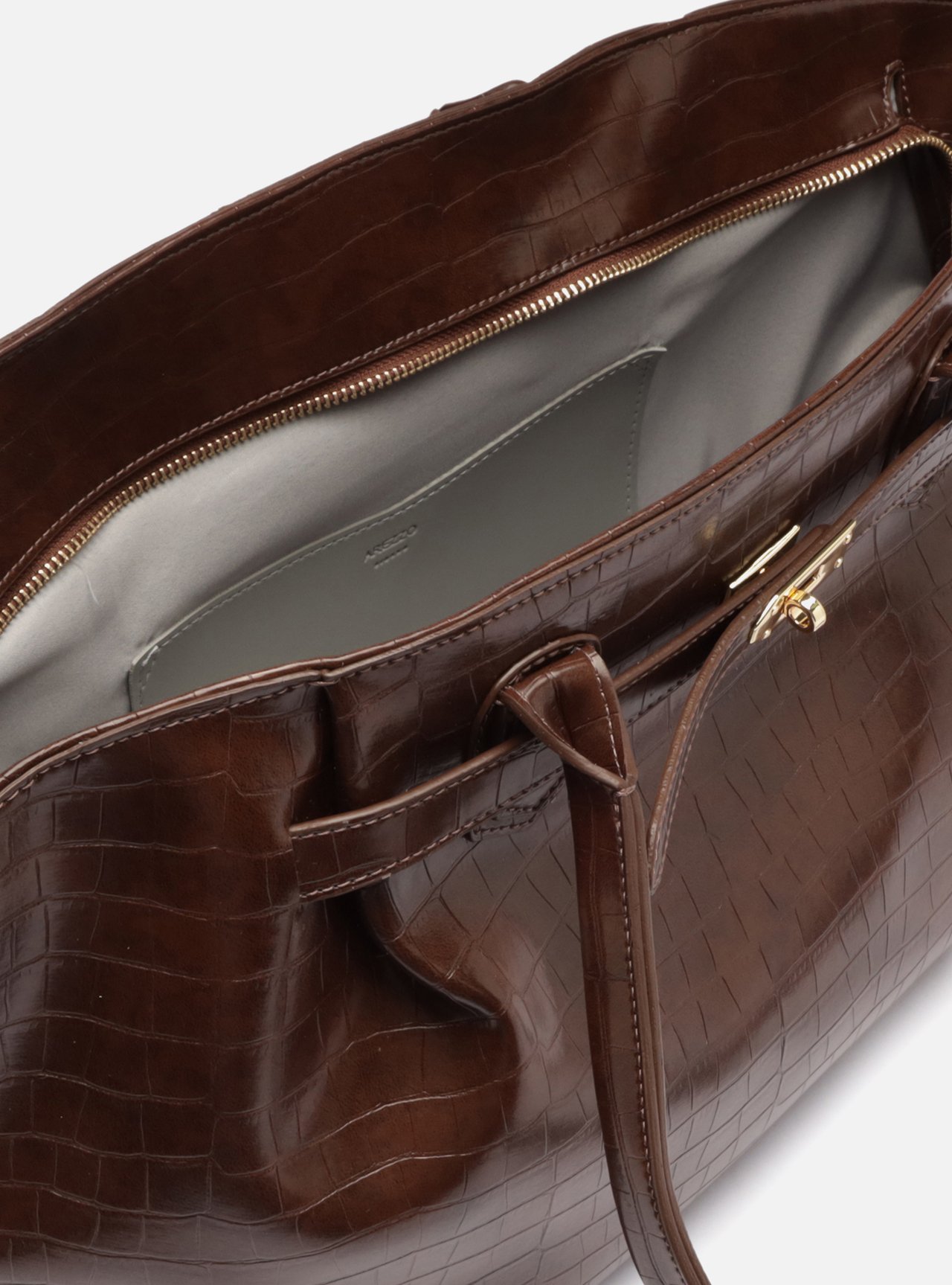 Bolsa Shopping Marrom Grande Croco — foto 4