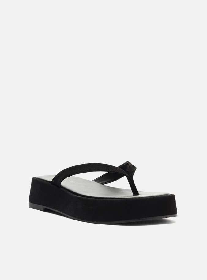 Tamanco Preto Camurça Flatform Flip Flop TIG