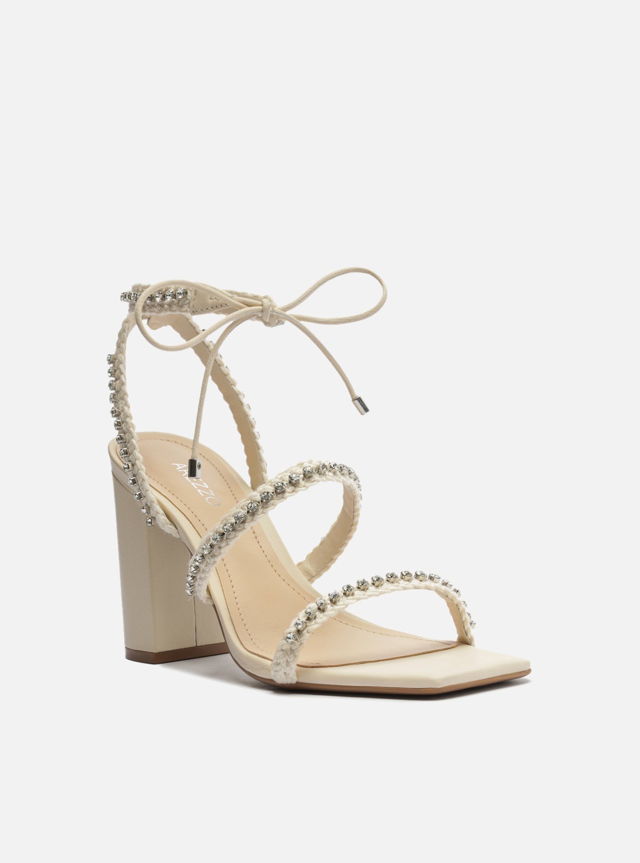 Sandália Off-White Salto Alto Bloco Strass Mykonos — foto 2