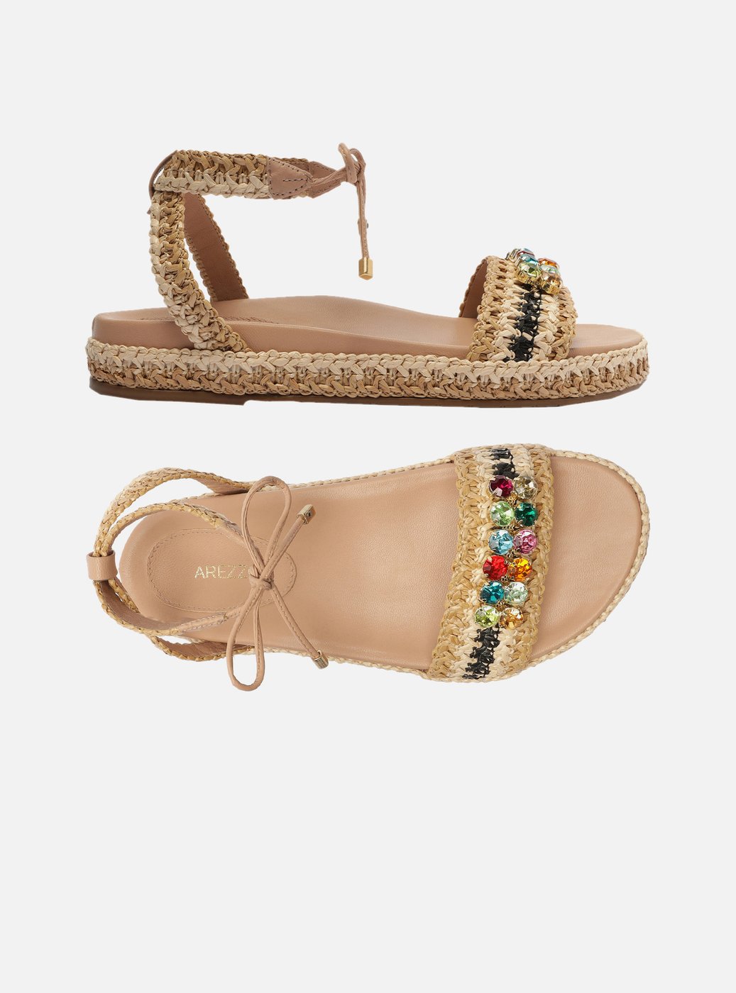 Sandália Bege Tramada Flatform Pedraria Cecília — foto 6