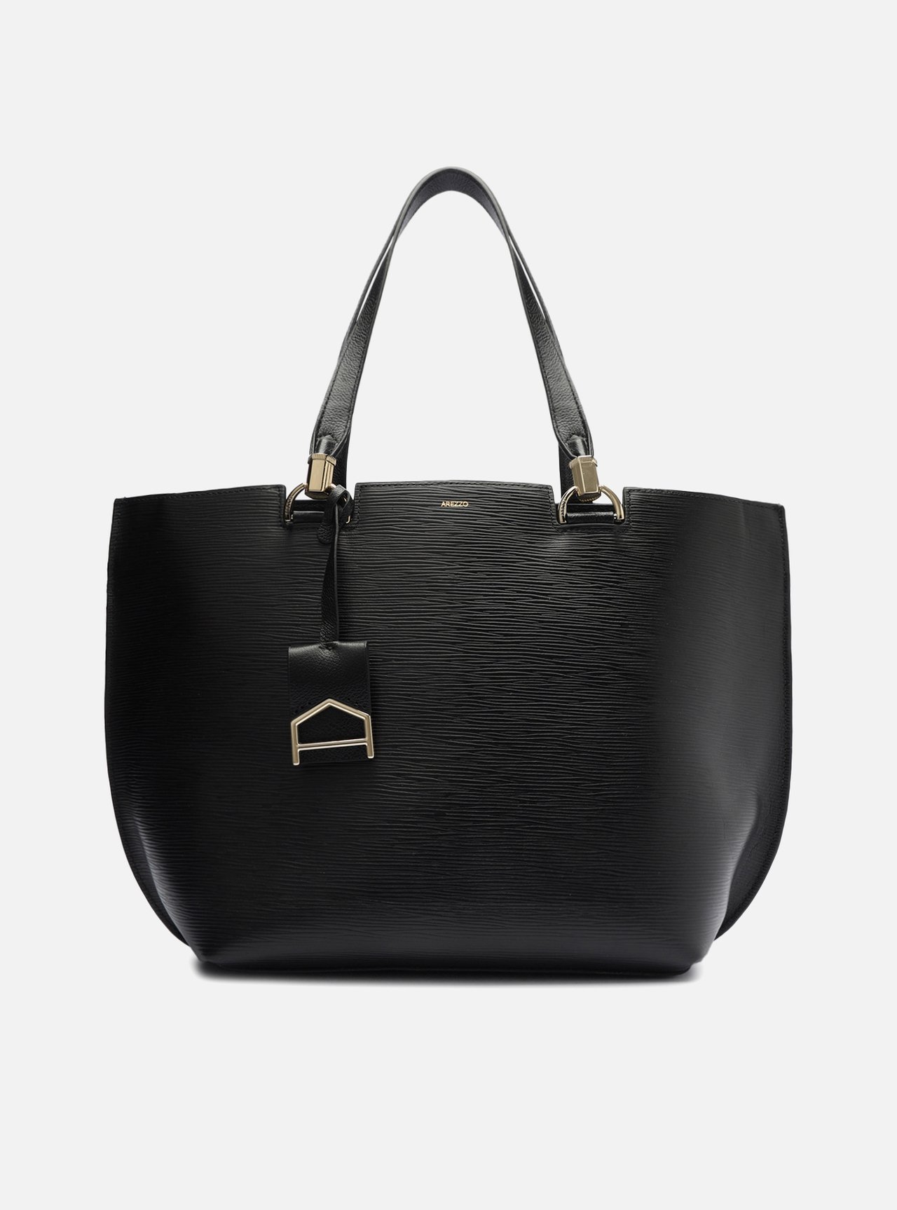 Bolsa Shopping Preta Couro Abraccio Grande — foto 1