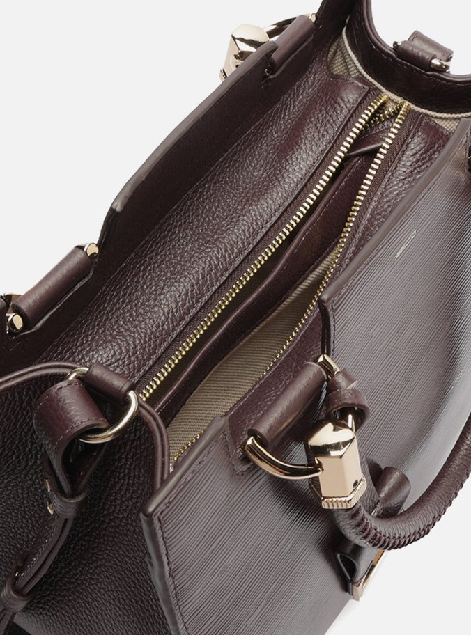 Bolsa Tote Marrom Couro Abraccio Grande