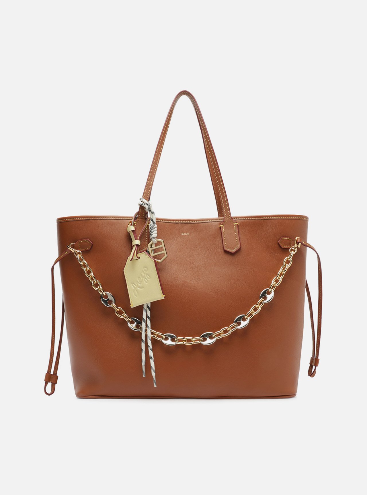 Bolsa Shopping Marrom Couro Grande Corrente — foto 7