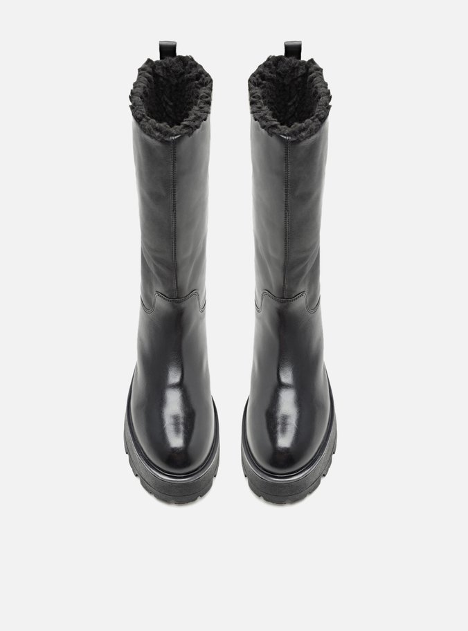 Bota Preta Couro Cano Médio Tratorada Riley
