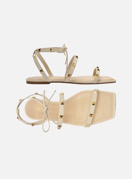 Sandália Rasteira Off-White Amarração Spikes