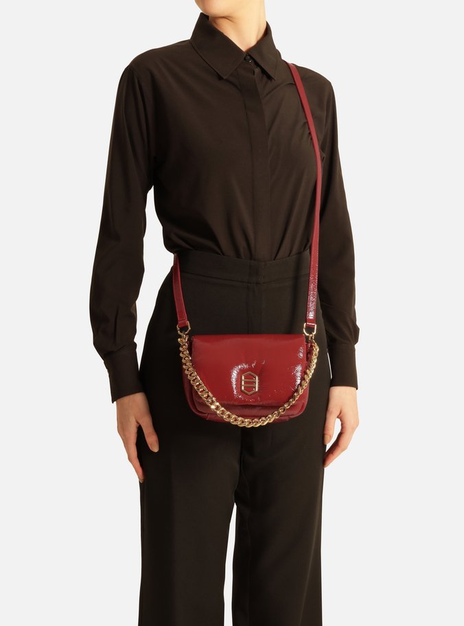 Bolsa Tiracolo Vermelha Couro Pequena Puffer