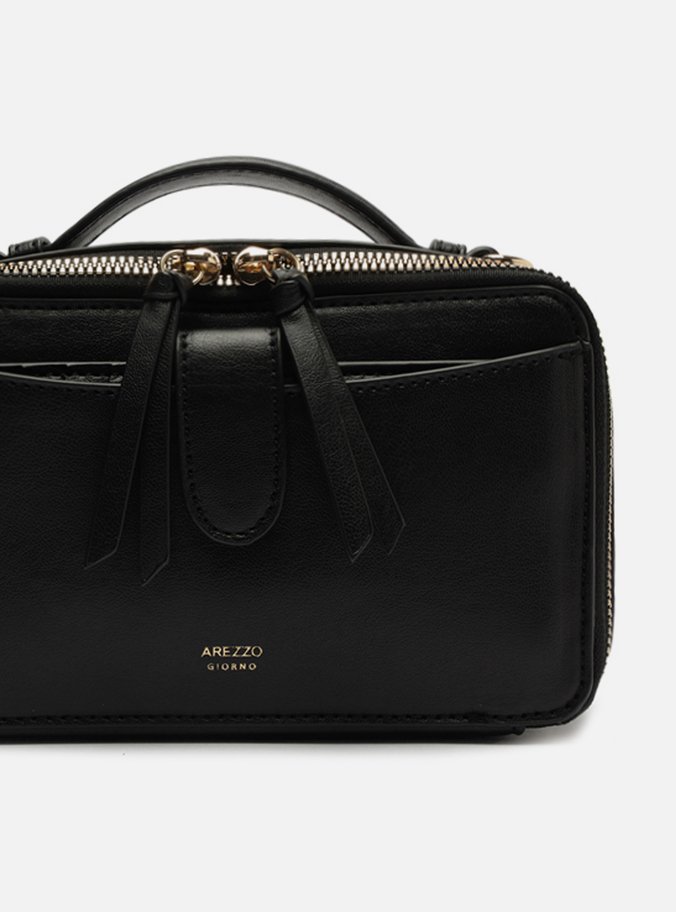 Bolsa Tiracolo Preta Pequena Bolso Duplo