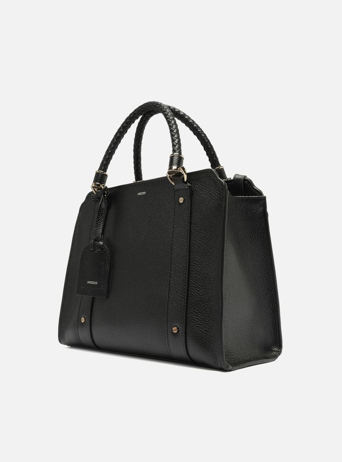 Bolsa Tote Preta Couro Piazza Grande