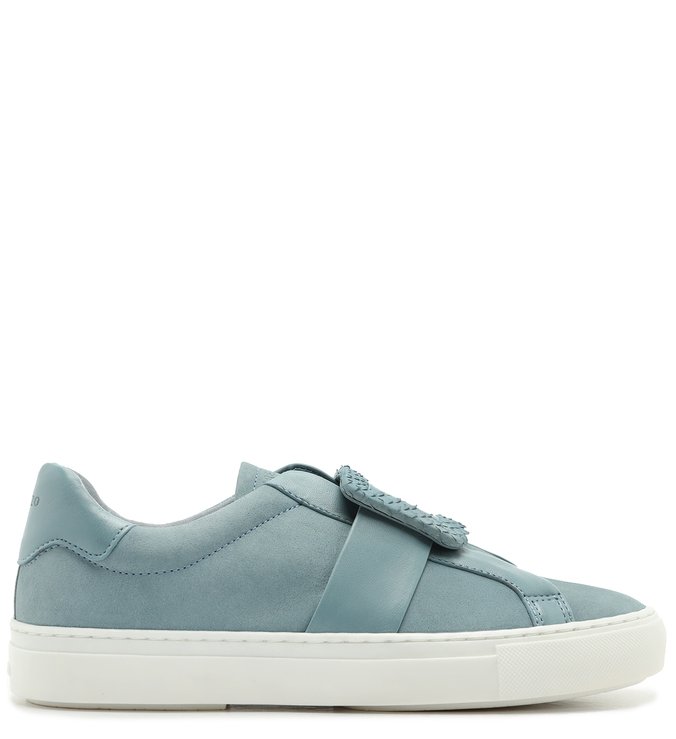 Tênis Slip On Azul Nobuck Sola Alta Fivela New Cielo