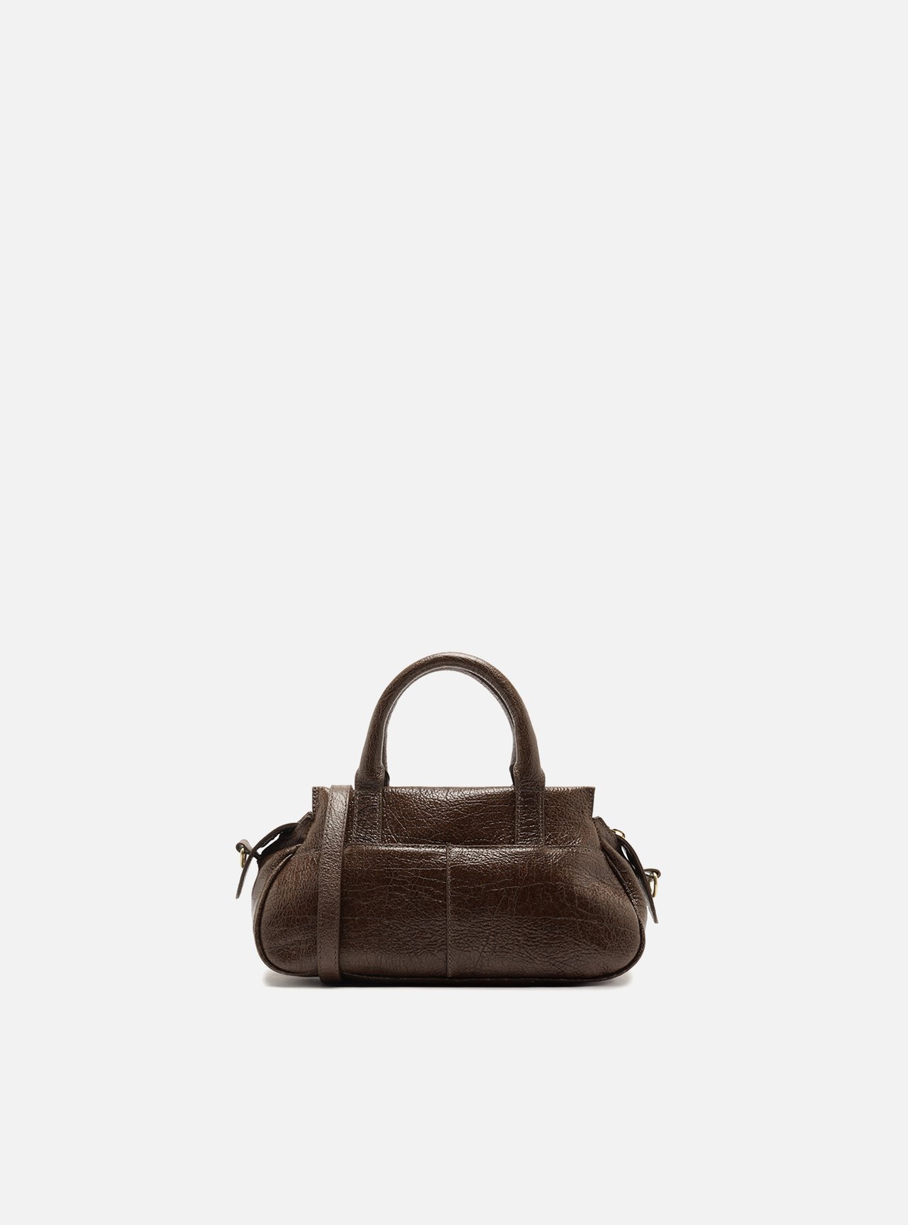 Bolsa Tote Marrom Couro Pequena Metais — foto 3