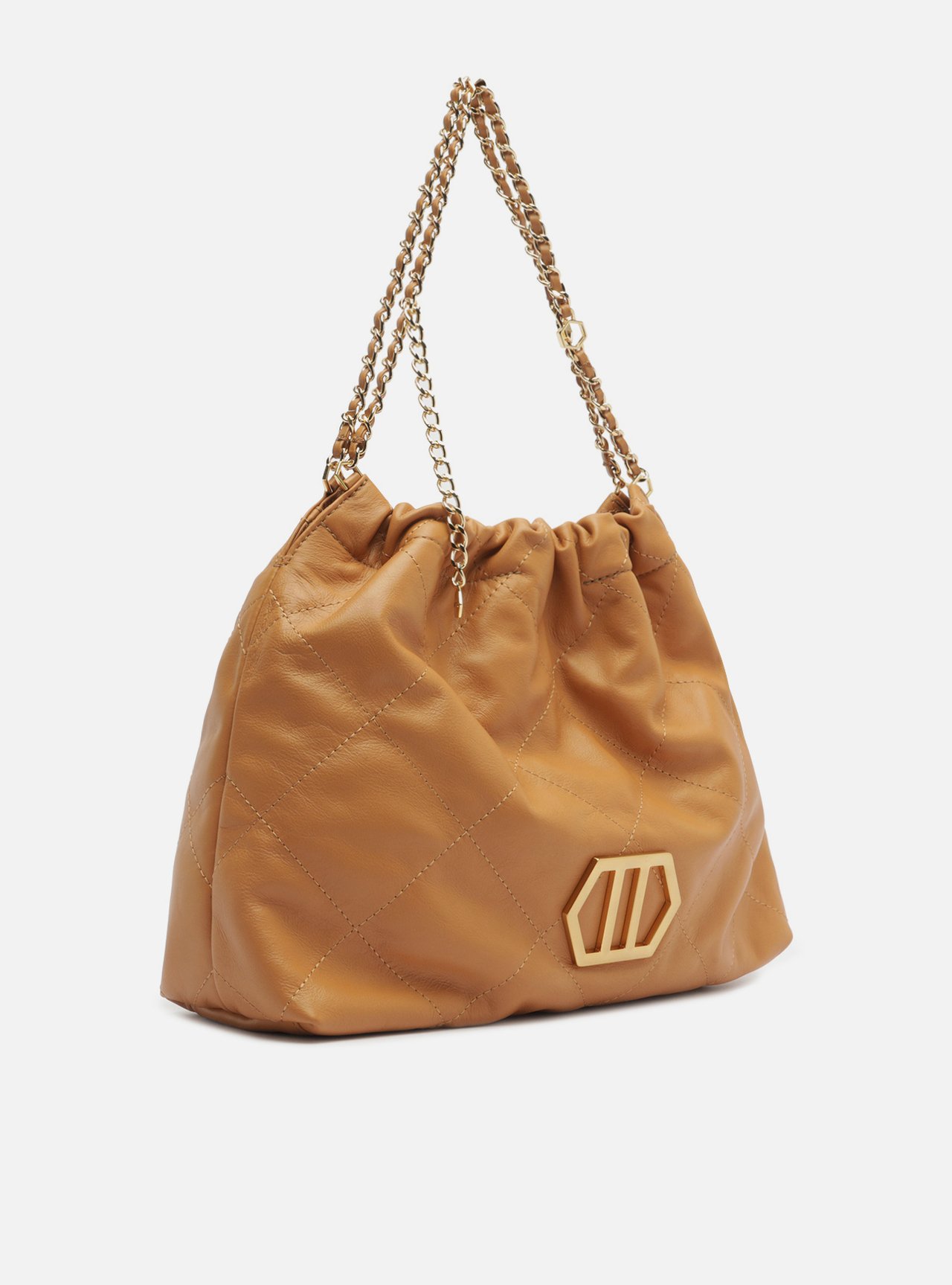 Bolsa Hobo Marrom Couro Grande Matelassê Corrente — foto 5