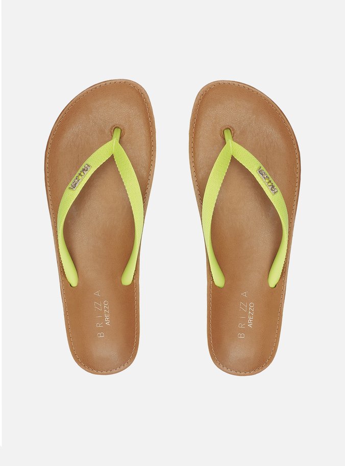 Chinelo de Dedo Amarelo Palmilha Marrom Brizza