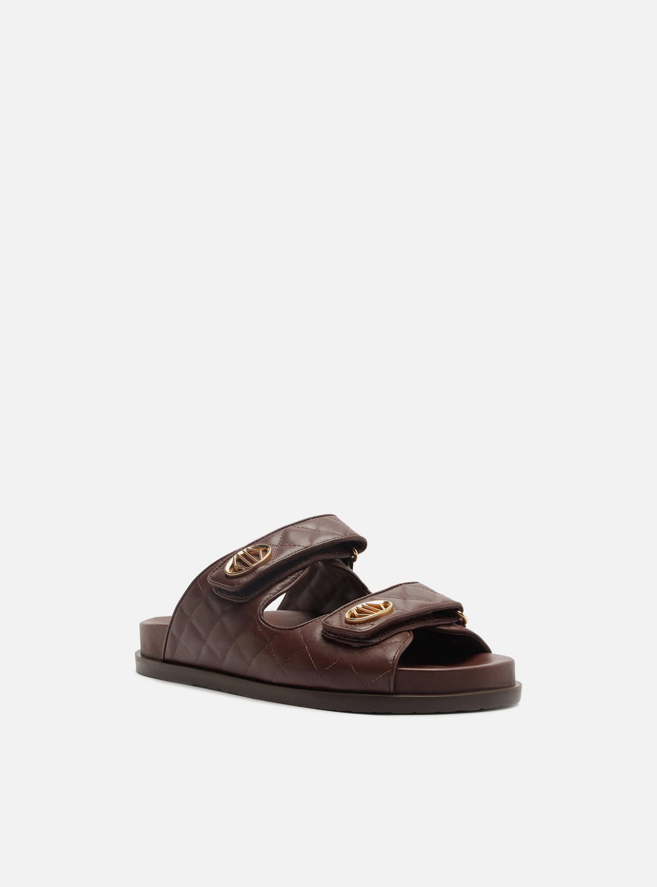 Sandália Papete Marrom Couro Flatform Matelassê — foto 2